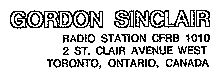 Gordon Sinclair Radio Station Address